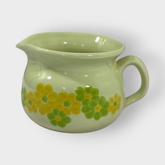 Vintage | Franciscan Picnic Jug Pitcher #11 | Yellow Green Daisy | Signed | MCM - Picture 1 of 7